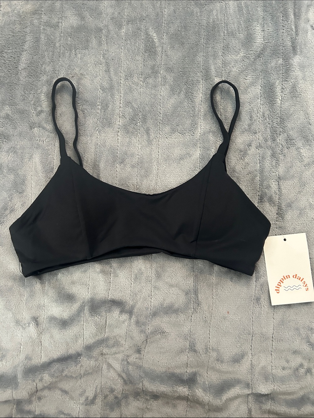 Dippin' Daisy's Black Scoop Bikini Top with Thin Straps